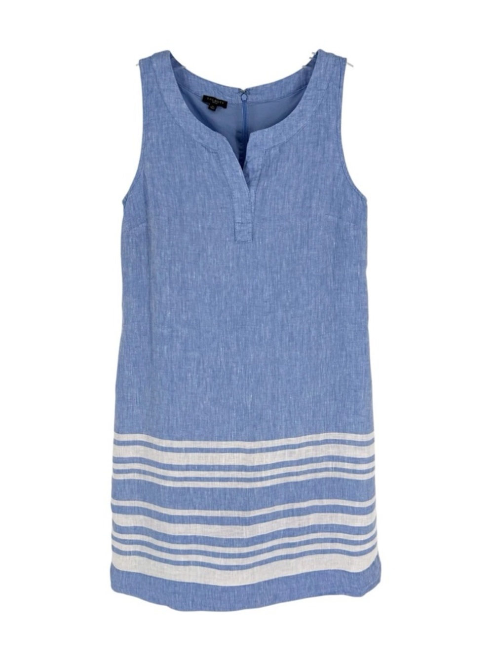 Talbots Linen Dress Womens Size 4P Blue Sleeveless Cotton Lining Coastal